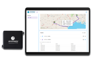 Vue du tracker SofSpot IoT et de la tablette utilisée pour le localiser