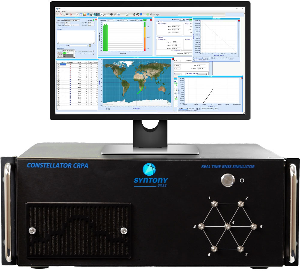 Constellator CRPA 7 phase coherent elements GNSS simulator for multi antenna testing