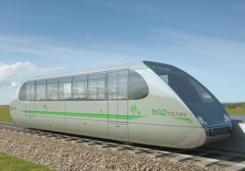 Artist view of the Eco Train Shuttle, autonomously navigating in rural areas